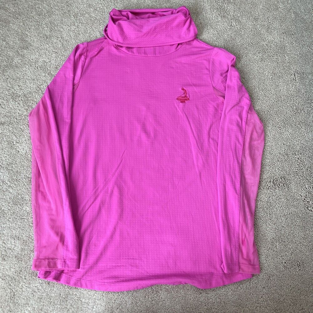 Ibkul Long Sleeve Top Womens Small Pinehurst Pink Cowl Neck Mesh Golf UPF 50+